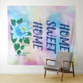 ホーム甘いホーム美しい青い花の水色 タペストリー (インサイチュ(横))