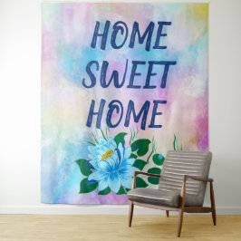 ホーム甘いホーム美しい青い花の水色 タペストリー