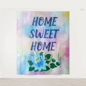 ホーム甘いホーム美しい青い花の水色 タペストリー (正面)