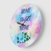 ホーム甘いホーム美しい青い花の水色 ラージ壁時計 (傾斜)