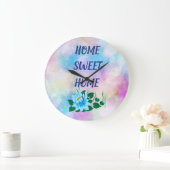 ホーム甘いホーム美しい青い花の水色 ラージ壁時計 (ホーム)