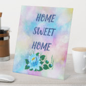 ホーム甘いホーム美しい青い花の水色 台座サイン (インサイチュ)