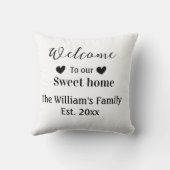 ホーム甘い歓迎の追加ファミリー名の年d クッション (裏面)