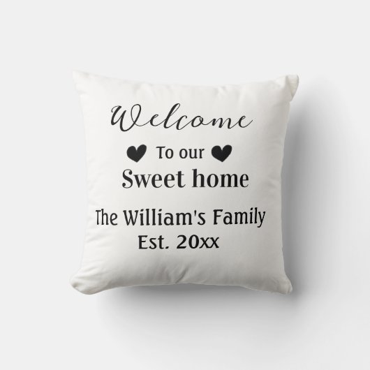 ホーム甘い歓迎の追加ファミリー名の年d クッション (正面)