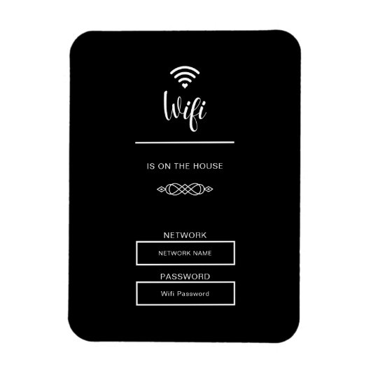ホーム用の白黒Wifiパスワード マグネット (縦)