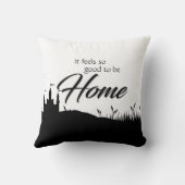 ホーム白黒書道モダン クッション (裏面)