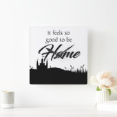 ホーム白黒書道モダン スクエア壁時計 (ホーム)