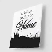 ホーム白黒書道モダン スクエア壁時計 (傾斜)