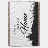 ホーム白黒書道モダン スローブランケット (正面縦)