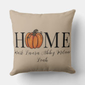 ホーム秋パンプキパーソナライズされたンファミリー名ベージュ クッション (裏面)