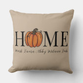 ホーム秋パンプキパーソナライズされたンファミリー名ベージュ クッション (正面)
