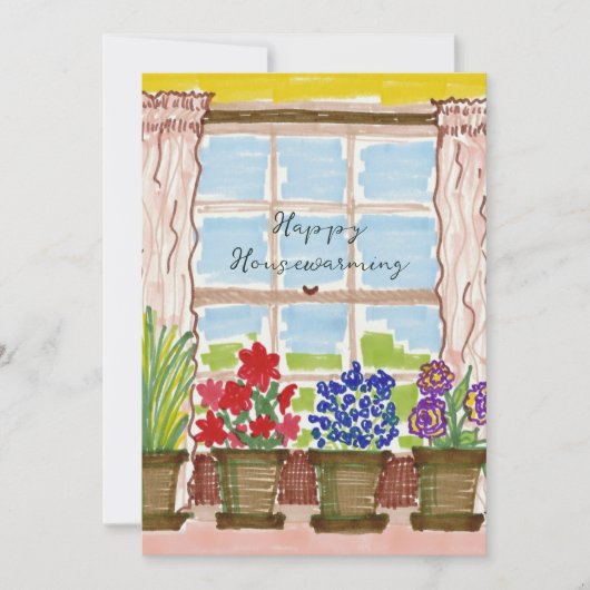 ホーム窓敷居プラントカスタムスクエアカード 招待状 (正面)