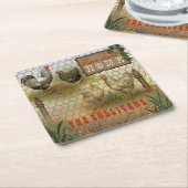 ホーム素朴スウィートホームヴィンテージチキンズ名 スクエアペーパーコースター (アングル)