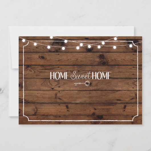 ホーム素朴スウィートホーム引っ越し祝いパーティーライト招待状 招待状 (裏面)