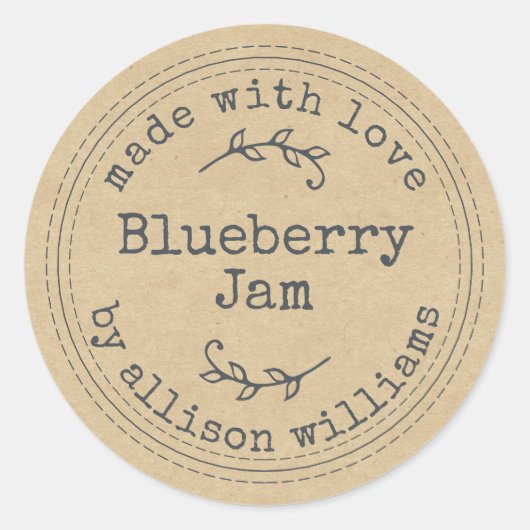 ホーム素朴メイドブルーベリージャムクラフト紙クラシック ラウンドシール (正面)