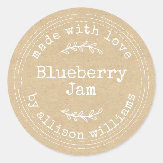 ホーム素朴メイドブルーベリージャムクラフト紙 ラウンドシール (正面)