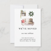 ホーム素朴図解入りの、写真付きの引っ越しました発表 招待状 (正面)