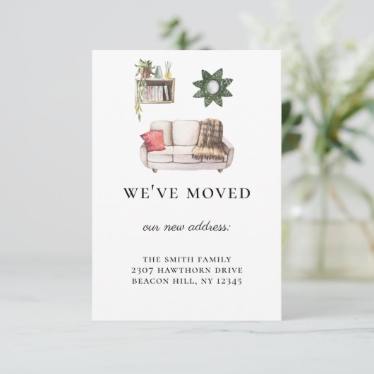 ホーム素朴図解入りの、写真付きの引っ越しました発表 招待状 (スタンド正面)