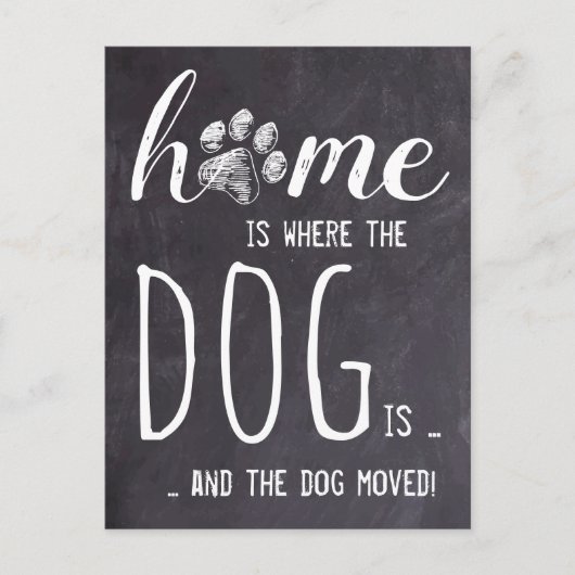 ホーム素朴引っ越しました犬の移動告知 ポストカード (正面)