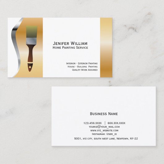 ホーム絵画ズ金ゴールドブストライプラシ画家 名刺 (正面/裏面)