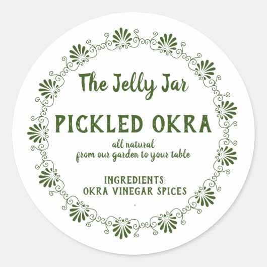 ホーム缶詰ビジネス漬物オクラ食品ラベル ラウンドシール (正面)