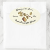 ホーム缶詰フルーツラベルヴィンテージあなたの名前を梨 楕円形シール (バッグ)