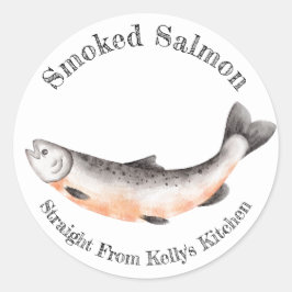 ホーム缶詰ラベル おしゃれなスモークサーモンラベル ラウンドシール