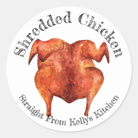 ホーム缶詰ラベル シュレッドチキン ラウンドシール (正面)