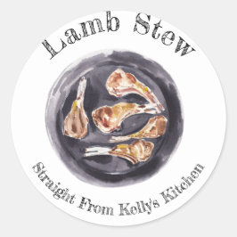 ホーム缶詰ラベル ラム肉のシチュー食品ラベル ラウンドシール