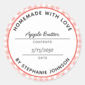 ホーム缶詰製品名と日付赤い瓶のふた ラウンドシール (正面)