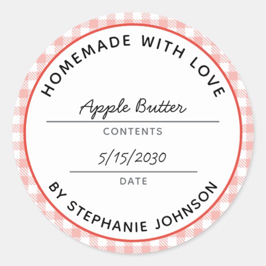 ホーム缶詰製品名と日付赤い瓶のふた ラウンドシール (正面)