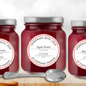 ホーム缶詰製品名と日付赤い瓶のふた ラウンドシール