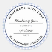 ホーム缶詰製品名日付ブループレイドジャールリッド ラウンドシール (正面)