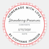 ホーム缶詰製品名日付赤い格子蓋 ラウンドシール (正面)