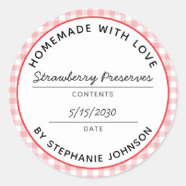 ホーム缶詰製品名日付赤い格子蓋 ラウンドシール