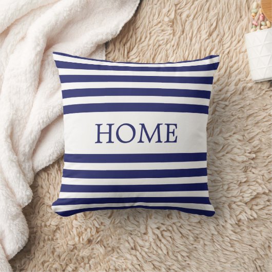 ホーム航海のオンブルー&ホワイトストライプの クッション (ブランケット)