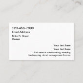 ホーム芝生及び造園名刺 名刺 (裏面)