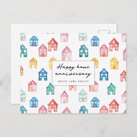 ホーム記念日不動産かわいい家パターン ポストカード (正面/裏面)