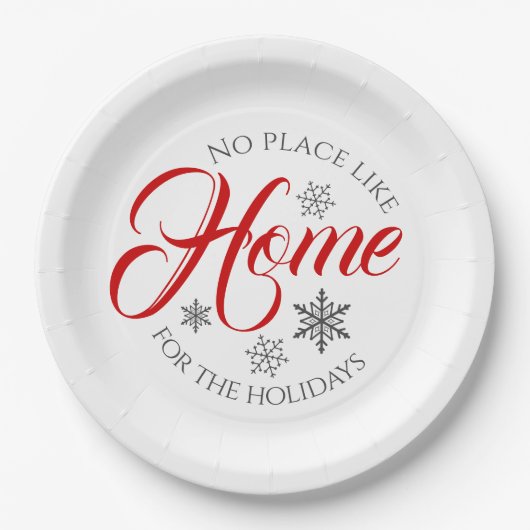 ホーム赤と白フォーザホリデーズ紙プレート ペーパープレート (正面)