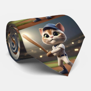 ホーム走ヒッター: 3D野球猫がスイングする ネクタイ