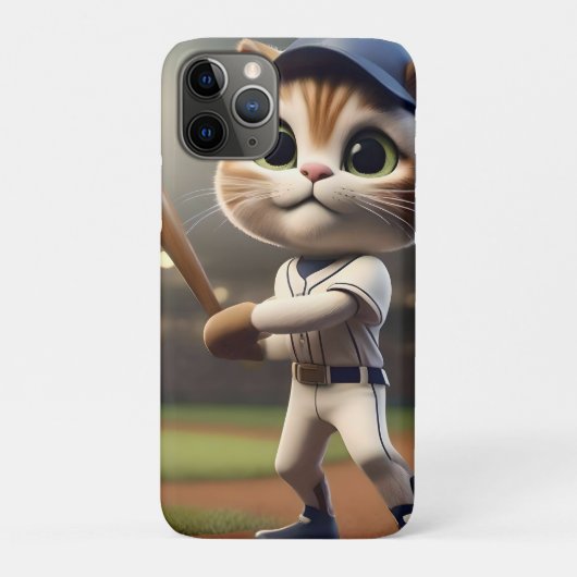 ホーム走ヒッター: 3D野球猫がスイングする Case-Mate iPhoneケース (裏)