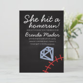 ホーム走ブライダルシャワー野球テーマシャルボード 招待状 (スタンド正面)