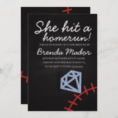 ホーム走ブライダルシャワー野球テーマシャルボード 招待状 (正面/裏面)