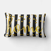 ホーム金ゴールド白黒ストライプ ランバークッション (正面)