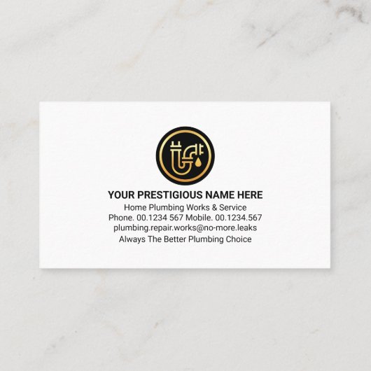 ホーム金ゴールド給排水衛生設備配管アイコンのリーク 名刺 (裏面)