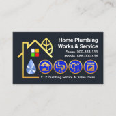 ホーム金ゴールド給排水衛生設備配管アイコンのリーク 名刺 (正面)