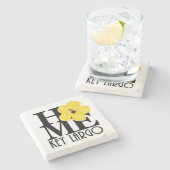 ホーム鍵ラルゴイエローハイビスカス ストーンコースター (横)