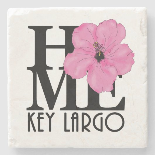 ホーム鍵ラルゴピンクハイビスカス ストーンコースター (正面)