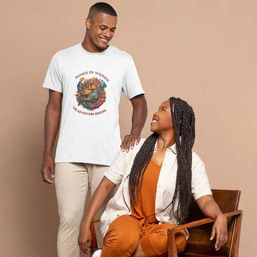 「ホーム」で冒険が始まる男のTシャツ Tシャツ