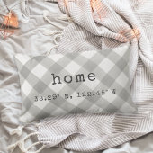 「ホーム」グレーとホワイトのカスタム座標 ランバークッション